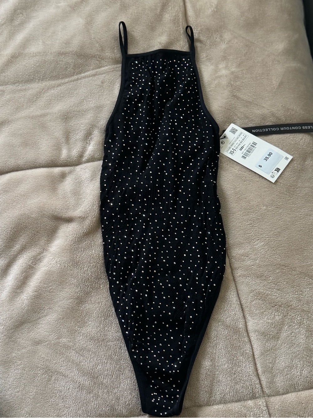 Zara Black Rhinestone Halter Mini Dress